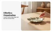 Gilded Foliage-Shaped Tray with Stem | Embossed Vein Detailing, Leaf Tray, for Vanity