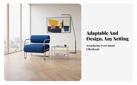 Modernist design aesthetic Deep sapphire Single Seater stylish Design Lounge Chair Ergonomic contour Seating Furniture Thick paddinging for Cafe Owners, residents, Readers, Coffee Shop, Reception Area, Living Room, Bedroom