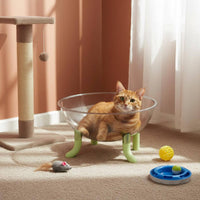 Transparent Cat Bed Easy to Hygienic Area Capsule Cat Lounger Stable 4-Leg Design Pet Furniture for Summer