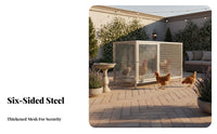 Easy to Clean Large Metal Chicken Enclosure Lockable Door Large Metal Chicken Coop Pitched Roof Design Outdoor Rabbit Enclosure Egg Roll-out Tray for Backyard Farmers, Homesteaders, Courtyard, Farm, Yard, Garden