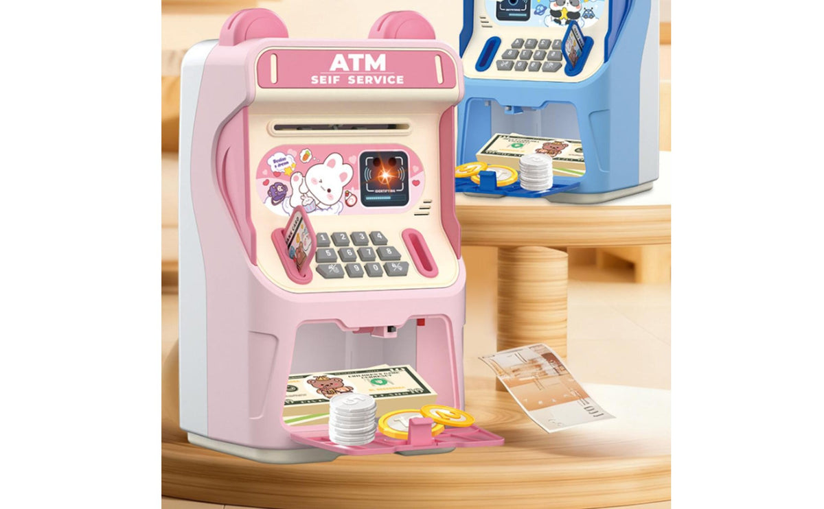 ATM Piggy Bank With Music Toy ATM Machine Passcode Currency Box Large Capacity Electronic Piggy Bank Pretend Card Insert