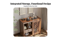 Chinese & Design Beverage Sideboard Sturdy Wood Construction Storage Cabinet Versatile Design Sliding Doors for Families, Study
