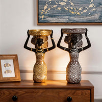 Resin Statue Candle Holder Handmade Look African Women Sculpture