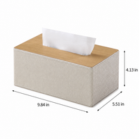 Faux Leather Tissue Box Holder, Pearl White Oak Wood Grain Tissue Box Cover, Upgraded Thickened Modern Decorative Tissue Box