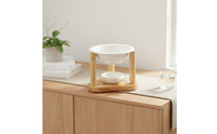 Ceramic Oil Warmer Bamboo Frame Tea Light Scented Wax Warmer Easy to Clean