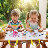 Easter Double-Sided Coloring Tote Bag DIY Craft Project - Easter Bunny Non-Woven Graffiti Bag for Preschoolers | Easter Party Favors & Kids' Creativity Development