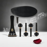 Ebony Violin Accessory Kit Carved Violin Pegs and Chinrest Kit Elegant Classic for Violinists