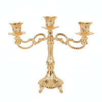 Metal Candelabra Vintage Three-Arm Candle Holder Space-Saving for Event Planners