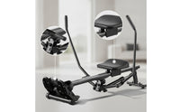 Adjustable Resistance Hydraulic Rowing Machine Compact Hydraulic Rower Low-Impact Rowing Machine with Foot Pedals Space-Saving for Adults, Seniors, Home Gym, Apartment