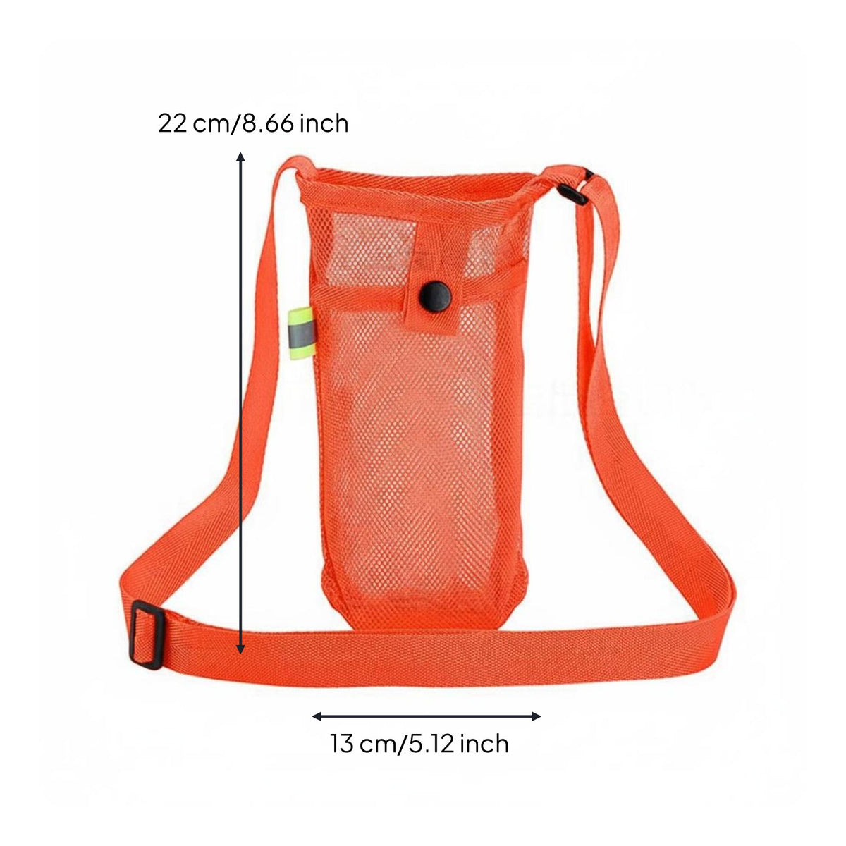 Water Bottle Carrier with Device Pocket Portable Mesh Water Bottle Bag Reflective Mark Beverage Carrier for Hiking, Travel