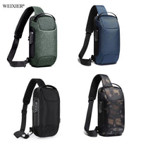 Men's Anti-theft Shoulder Crossbody Bag with USB Port