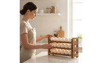 Wooden Egg Rack Solid Wood 3-Tier Egg Display Stand Rustic Design for Pantry