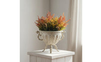 French Style Trophy Vase Ornate Handles Trophy Vase Rustic Distressed Metal Planter for Tabletop
