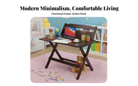 Foldable Design Foldable Workstation with Hutch No Assembly Required Study Table Space-Saving Writing Desk Sturdy & Safe for Students, Parents, Small Apartments, Bedroom, Home, Playroom