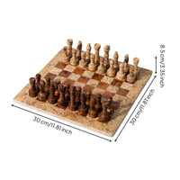 Chess Ornament with Chessboard Base Classic Stone Chess Ornament Premium Tabletop Sculpture for Living Room