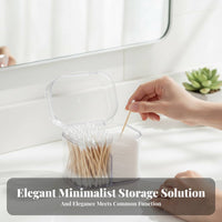 Triple-Compartment Cotton Swab and absorbent disc Holder Transparent Design for Dressing Table, Bedroom