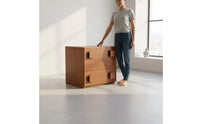 Solid Wood DIY Combination Cabinet Large Capacity Low Profile Media Console Minimalist Design Freestanding Storage Chest Retro Inspired for Entryway