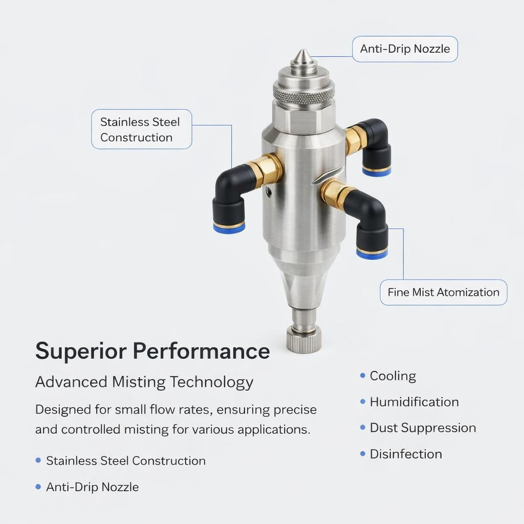 Stainless Steel Spray Tip Nozzle, G3/16 Male Thread Misting Nozzle, 0.2mm Orifice Fine Mist Spray Tip