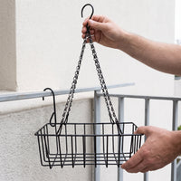Rectangular/Round Iron Art Hanging Planter Basket for Balcony Railing, Wall-Mounted Flower Pot Holder for Succulents and Greenery