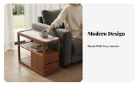 Rolling Side Cabinet Easy to Clean Top Rolling Bedside Cabinet Rounded Corners