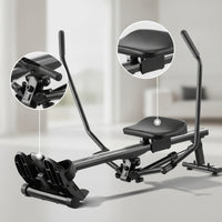 Adjustable Resistance Hydraulic Rowing Machine Compact Hydraulic Rower Low-Impact Rowing Machine with Foot Pedals Space-Saving for Adults, Seniors, Home Gym, Apartment
