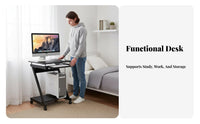 Wheeled Laptop Desk Movable Design Overbed Table Sturdy Construction for Bedroom
