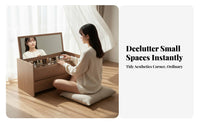 Hinged-Lid Vanity Desk Space-Saving Design Dressing Table Built-in Storage Multi-Functional for Teenagers