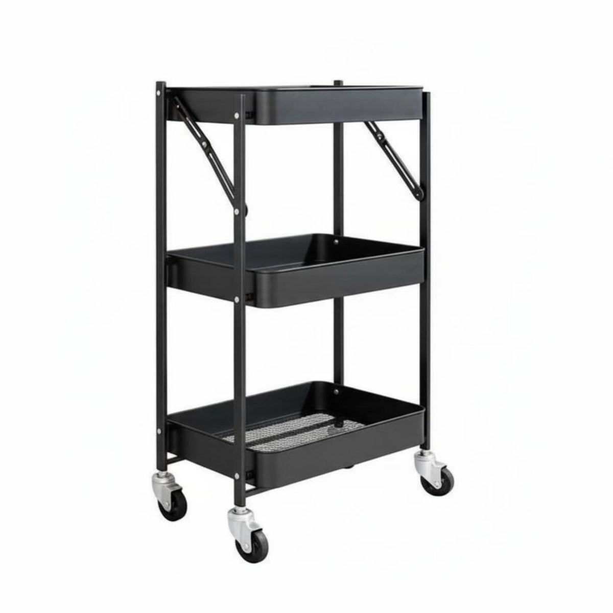 3-Tier Rolling Cart Movable 3 Tier Rolling Cart Heavy Duty for Students, Parents
