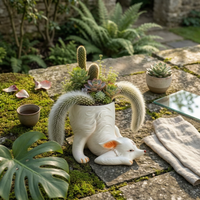 Canine Planter Resin Creature Shaped Planter Orange Accents