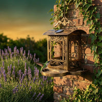 Hanging Bird Feeder Sloped Roof Solar Bird Feeder Accessible Trays for Garden