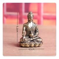 Brass Medicine Buddha Statue Artisan-Made Seated Buddha Sculpture on Lotus Base