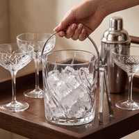 Thickened Glass Ice Bucket with Tongs for Home, KTV, Bar, Beer, Wine, Champagne