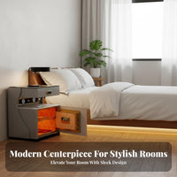 Smart Nightstand with Safe Biometric Lock Smart Bedside Cabinet with Safe Universal Serial Bus Charging Ports Bedroom Furniture for Home, Hotel Room