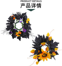 Halloween Candle Wreath with Artificial Sunflowers for Table Decor