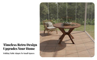 Space-Saving Round Drop-Panel Table Foldable Design Home Furniture Extendable Household Furnishing Multi-Functional for Apartment Dwellers, Small Families, Couples, Dining Room, Kitchen, Breakfast Nook