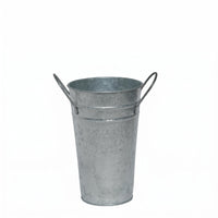 Distressed Tin Vase Vintage Style Galvanized Flower Vessel Side Handles