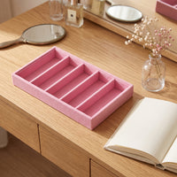 Glasses Storage Tray with 5 Compartments Velvet-Covered Sunglasses Organizer Tray Divided Sunglasses Display Organizer for Collectors, Drawer, Vanity