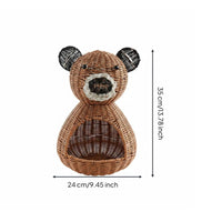Bear Shaped Storage Container Cute Creature Design Wicker Bear Decor Container
