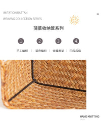 天然海草编织收纳篮日式橱柜整理置物盒手工草编客厅零食筐抽屉篮