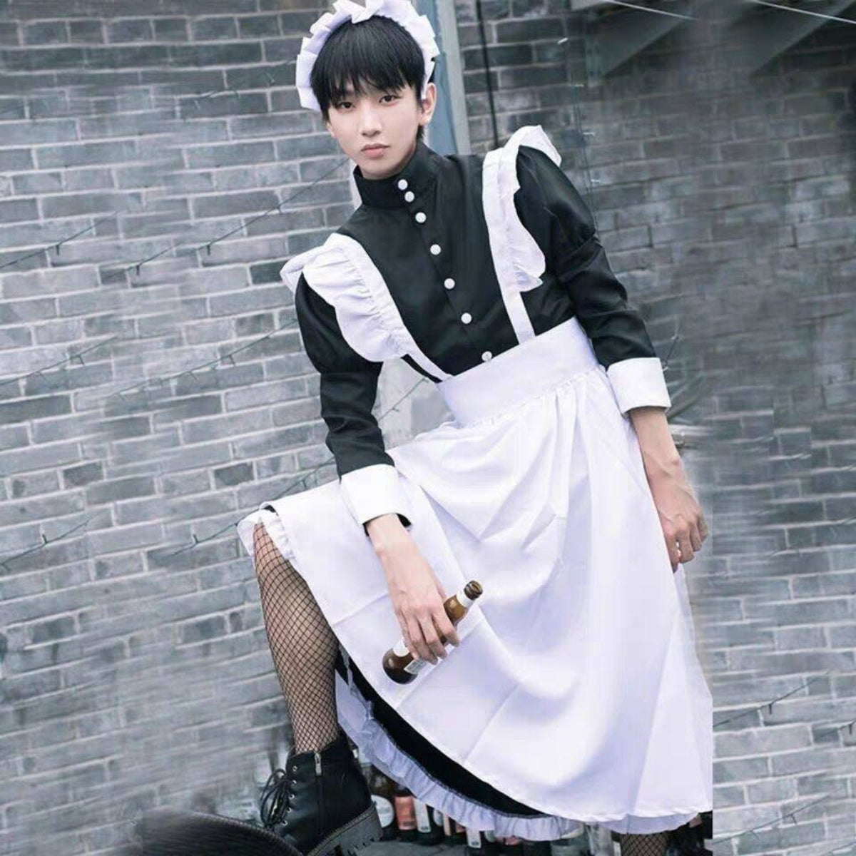feline headpiece Maid Dress Black and pale Design doll-like fashion Maid Dress Set for Women, Teens