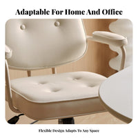 Height Adjustable Upholstered Rolling Chair 360-Degree Swivel Upholstered Rolling Armchair Ergonomic Design Office Furniture Tufted Upholstery for Home Workers, Students, Adults, Study Room, Workplace, Bedroom Desk Area