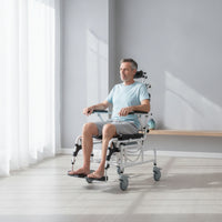 Reclining Shower Commode Transport Chair Wheeled for, Patients