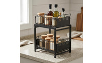 Under Sink Organizer Metal Under-Sink Rack Horizontal Slots for Countertop