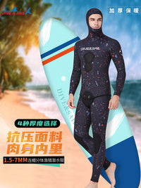 渔猎潜水服1.5/3/5/7MM分体连帽潜水衣防寒迷彩猎鱼服冬泳冲浪衣