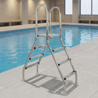 Stainless Steel Double-Sided Pool Ladder Long-Lasting Pool Ladder with Handrails Sturdy Outdoor for Backyard
