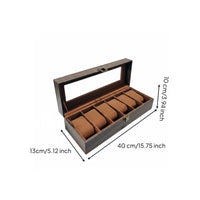 6-Slot Watch Box PU Leather 6 Slot Watch Box Velvet Lined for Home