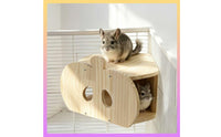 Guinea Pig Wooden House Semi-Enclosed Wooden Hideout House Cave Inspired