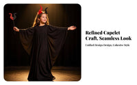 Maxi Performance Dress Halloween Cape Sleeve Dress Cosplay Gown Machine Washable for Girls, Kids