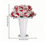 Glass Flowers Bouquet Standing Flower Cluster Ornament Compact Glass Flower Figurine for Entryway