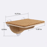Cat Window Perch with 5 Strong Suction Cups, Wood Cat Shelf and Suction Cup Cat Perch, Simple Style Indoor Window-Mounted Area for Pets